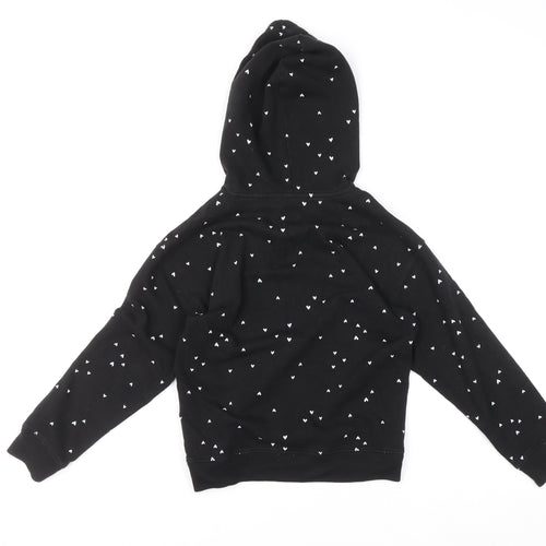 Wonder Nation Girls Black Heart Print Pullover Hoodie Size 10-12 Years