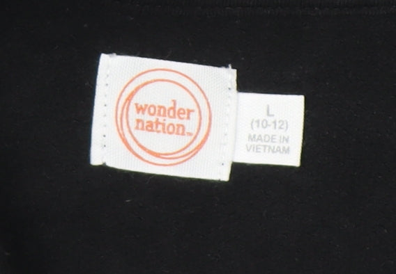 Wonder Nation Girls Black Heart Print Pullover Hoodie Size 10-12 Years