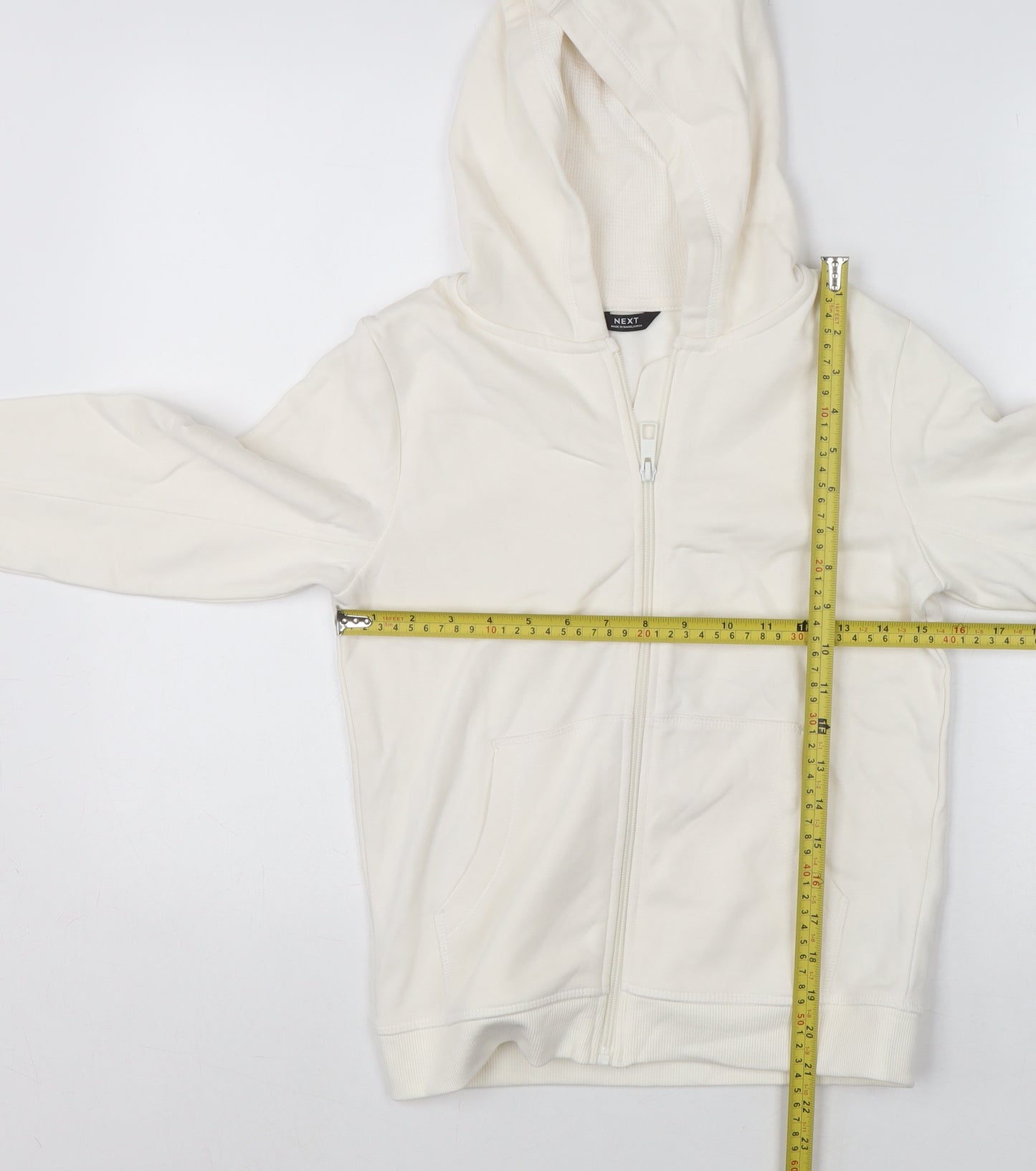 NEXT Girls Ivory Full Zip Hoodie 9 Years Cotton Blend Casual Sweatshirt