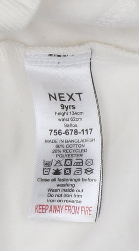 NEXT Girls Ivory Full Zip Hoodie 9 Years Cotton Blend Casual Sweatshirt