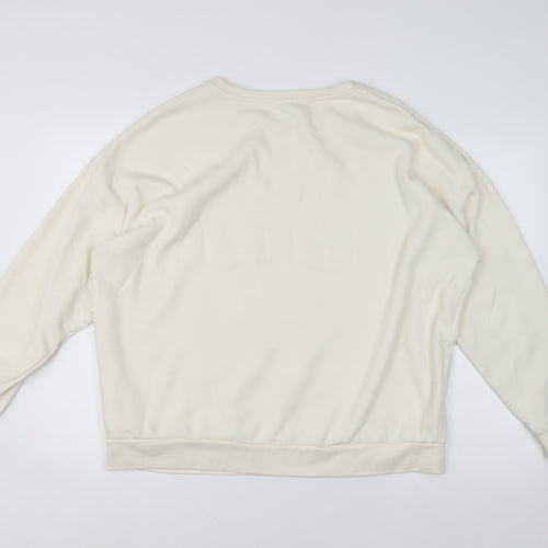 Disney Women Ivory Sweatshirt L Mickey Minnie Tinkerbell Pullover