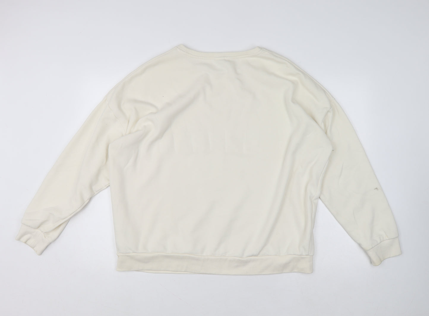 Disney Women Ivory Sweatshirt L Mickey Minnie Tinkerbell Pullover