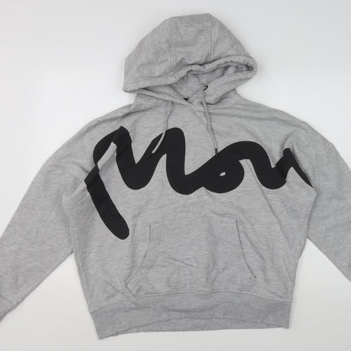 Money Women's Grey Graphic Hooded Pullover Hoodie Size 12