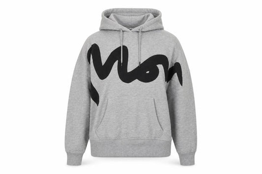 Front view of Money Women's Grey Graphic Hooded Pullover Hoodie, size 12