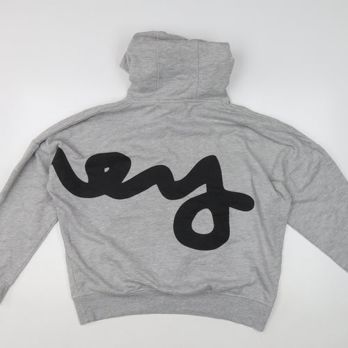 Money Women's Grey Graphic Hooded Pullover Hoodie Size 12