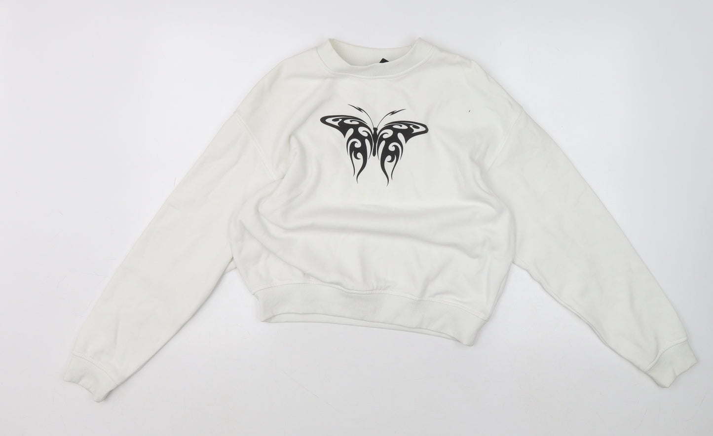 H&M Divided Womens White Butterfly Graphic Sweatshirt Size 8