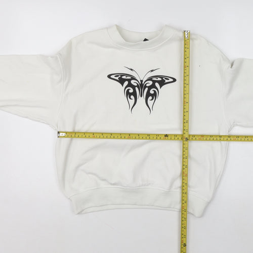 H&M Divided Womens White Butterfly Graphic Sweatshirt Size 8