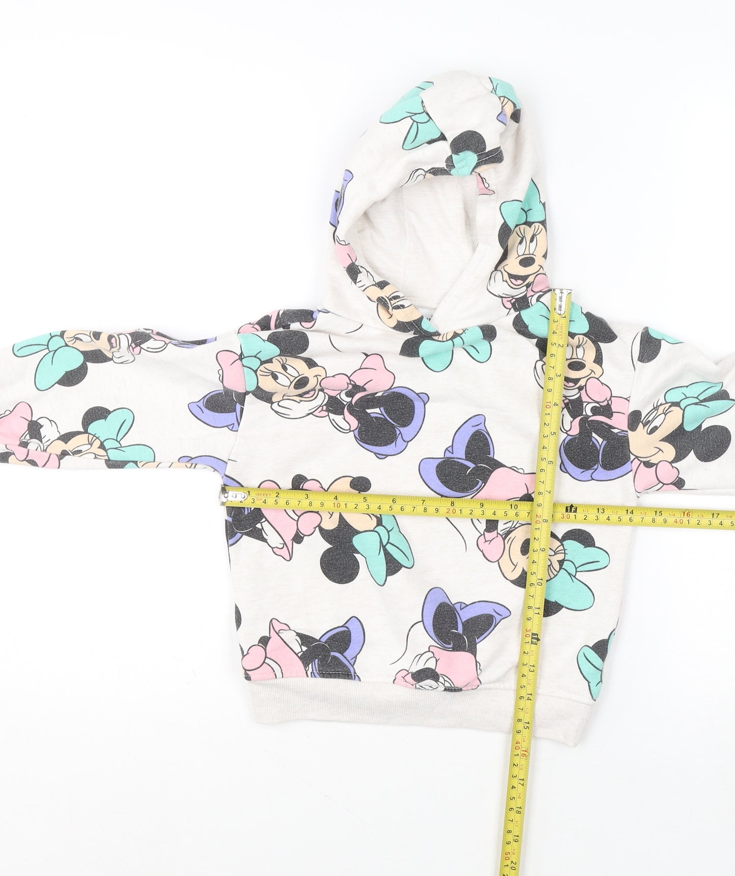 Disney Girls Beige Minnie Mouse Pullover Hoodie 4-5 Years Graphic Print
