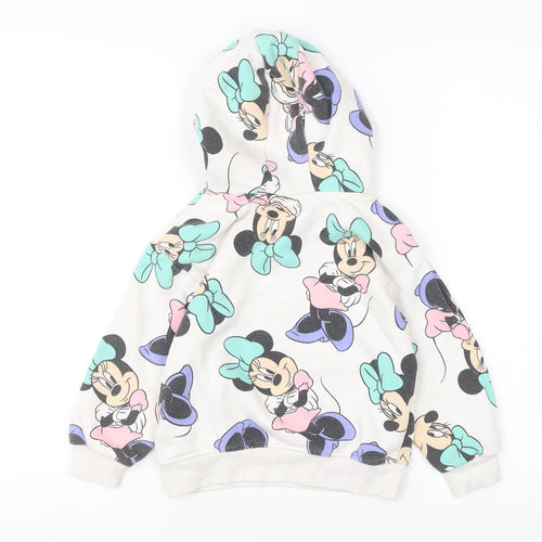 Disney Girls Beige Minnie Mouse Pullover Hoodie 4-5 Years Graphic Print