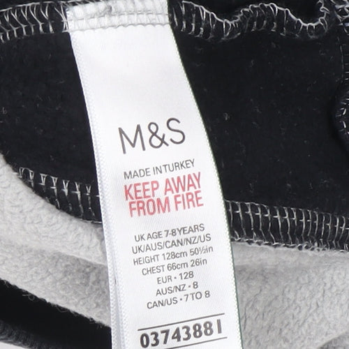Marks and Spencer Boys Grey Raiders Pullover Hoodie 7-8 Years Cotton Blend