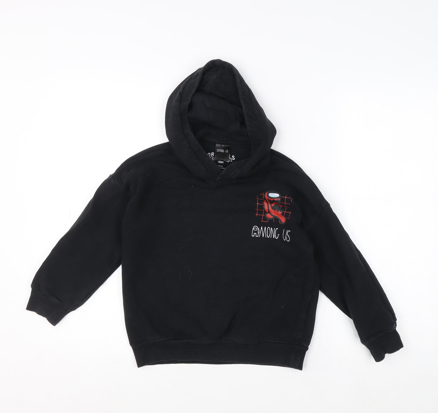 Marks and Spencer Boys Black Among Us Pullover Hoodie 7-8 Years