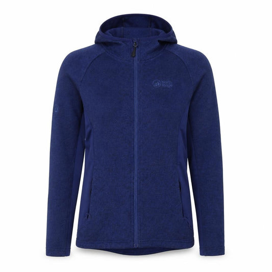 Front view of North Ridge women’s blue, size UK 12, hooded fleece windbreaker jacket