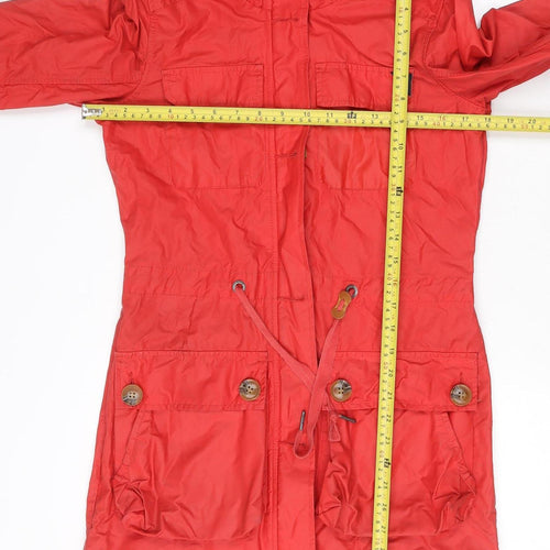 Bench Women's Red Hooded Parka Jacket XS Cotton Blend