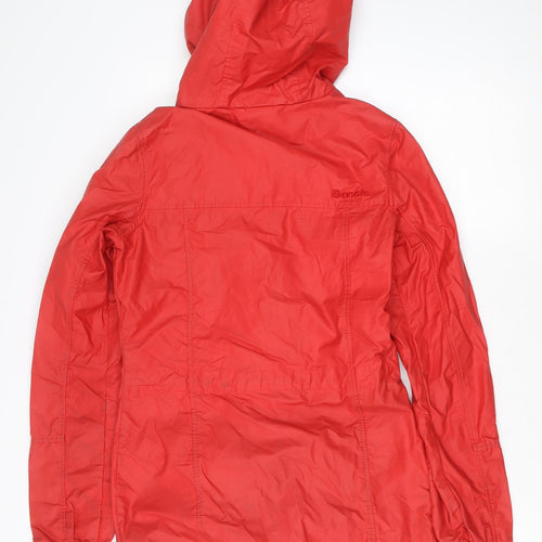 Bench Women's Red Hooded Parka Jacket XS Cotton Blend