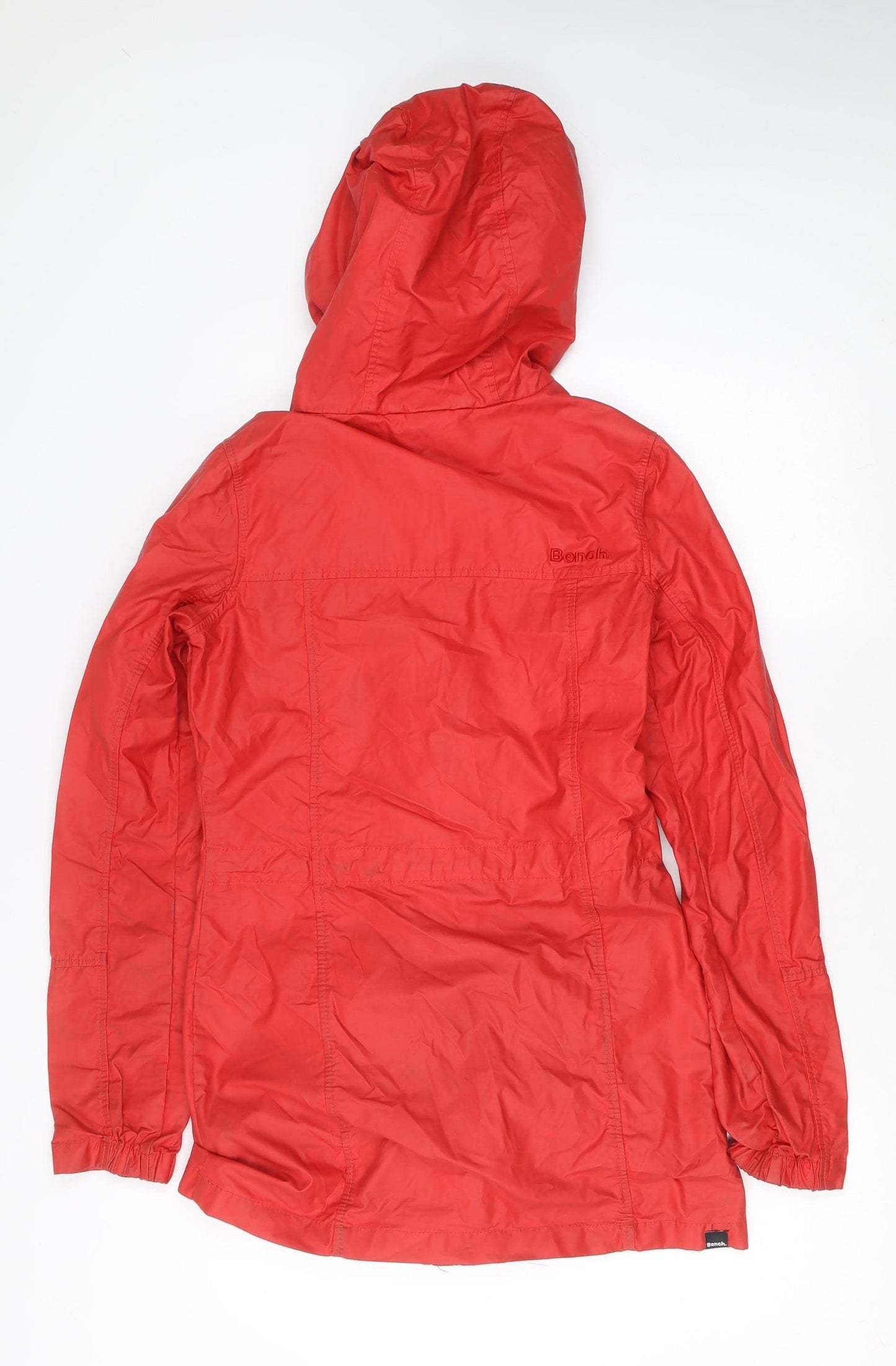 Bench Women's Red Hooded Parka Jacket XS Cotton Blend