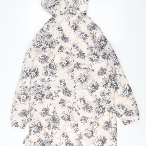 Cotton Traders Women’s Beige Floral Waterproof Hooded Rain Coat Size 10