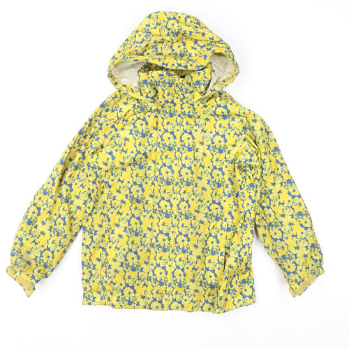 Regatta Girls Yellow Floral Waterproof Hooded Rain Coat 7-8 Years