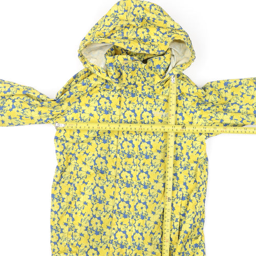 Regatta Girls Yellow Floral Waterproof Hooded Rain Coat 7-8 Years