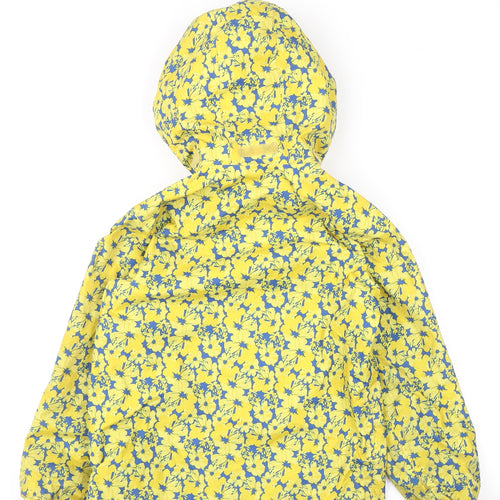 Regatta Girls Yellow Floral Waterproof Hooded Rain Coat 7-8 Years