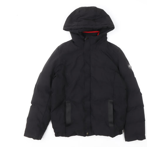 Trespass Boys Black Waterproof Hooded Puffer Jacket 9-10 Years
