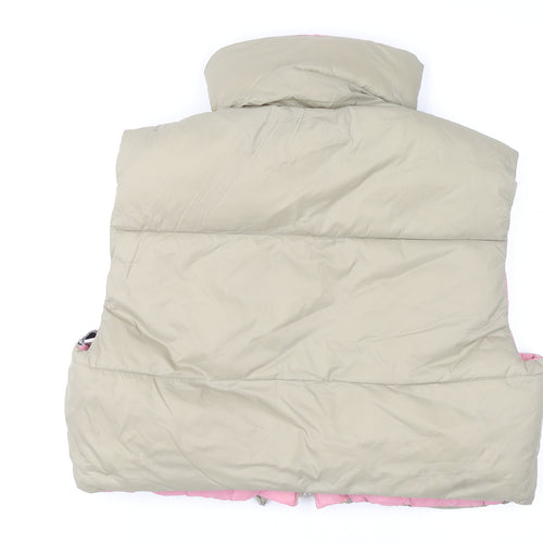 Zara Women Beige Puffer Waistcoat Gilet Size 14 Lightweight Zip