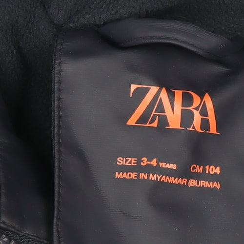 Zara Boys Blue Hooded Waterproof Rain Coat Jacket 3-4 Years