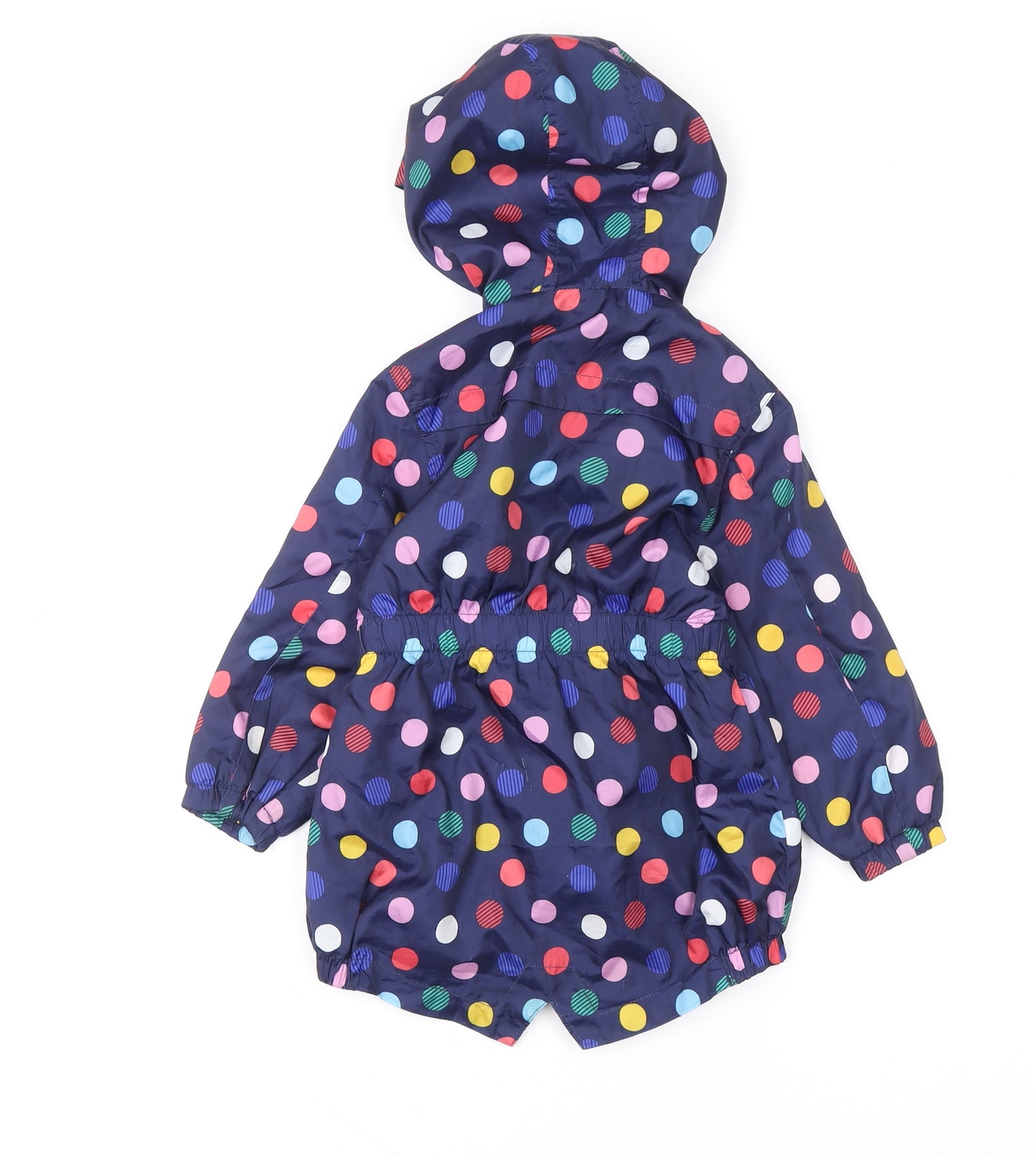 Marks and Spencer Girls Blue Polka Dot Hooded Rain Coat 2-3 Years