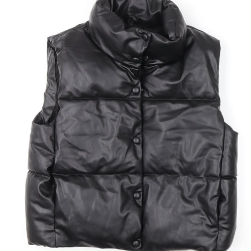 ZARA Women’s Black Faux Leather Puffer Waistcoat L