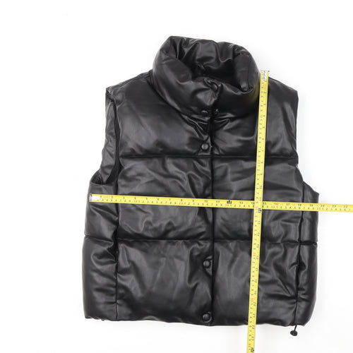 ZARA Women’s Black Faux Leather Puffer Waistcoat L