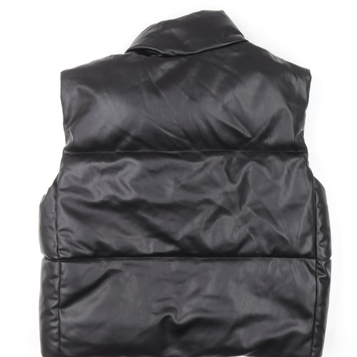 ZARA Women’s Black Faux Leather Puffer Waistcoat L