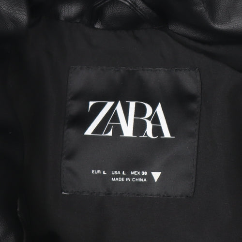 ZARA Women’s Black Faux Leather Puffer Waistcoat L