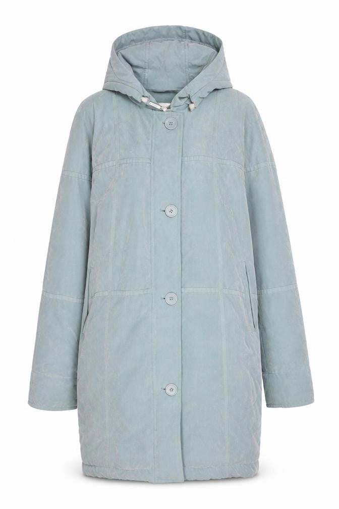 Front view of JBC Women Blue Hooded Long Rain Coat, size 12