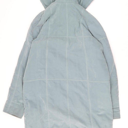 JBC Women Blue Hooded Long Rain Coat Size 12