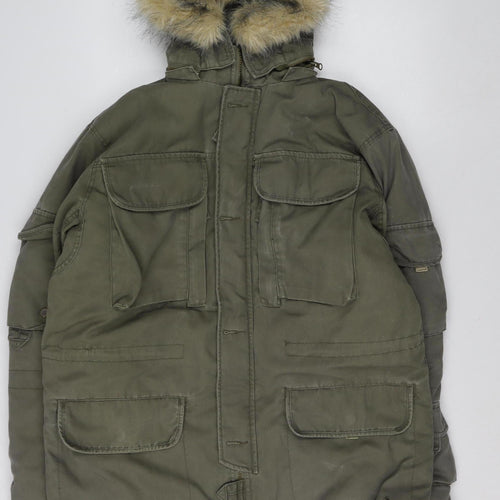 Estwest Women's Green L Parka Coat Faux Fur Hooded Winter Jacket