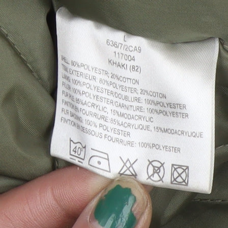 Estwest Women's Green L Parka Coat Faux Fur Hooded Winter Jacket