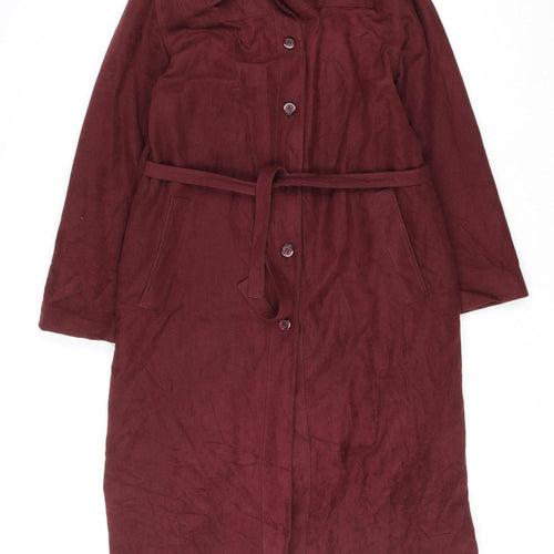 Forecaster of Boston Women’s Burgundy Belted Long Coat Size 12 Classic Style