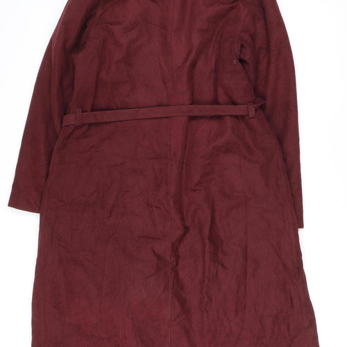 Forecaster of Boston Women’s Burgundy Belted Long Coat Size 12 Classic Style