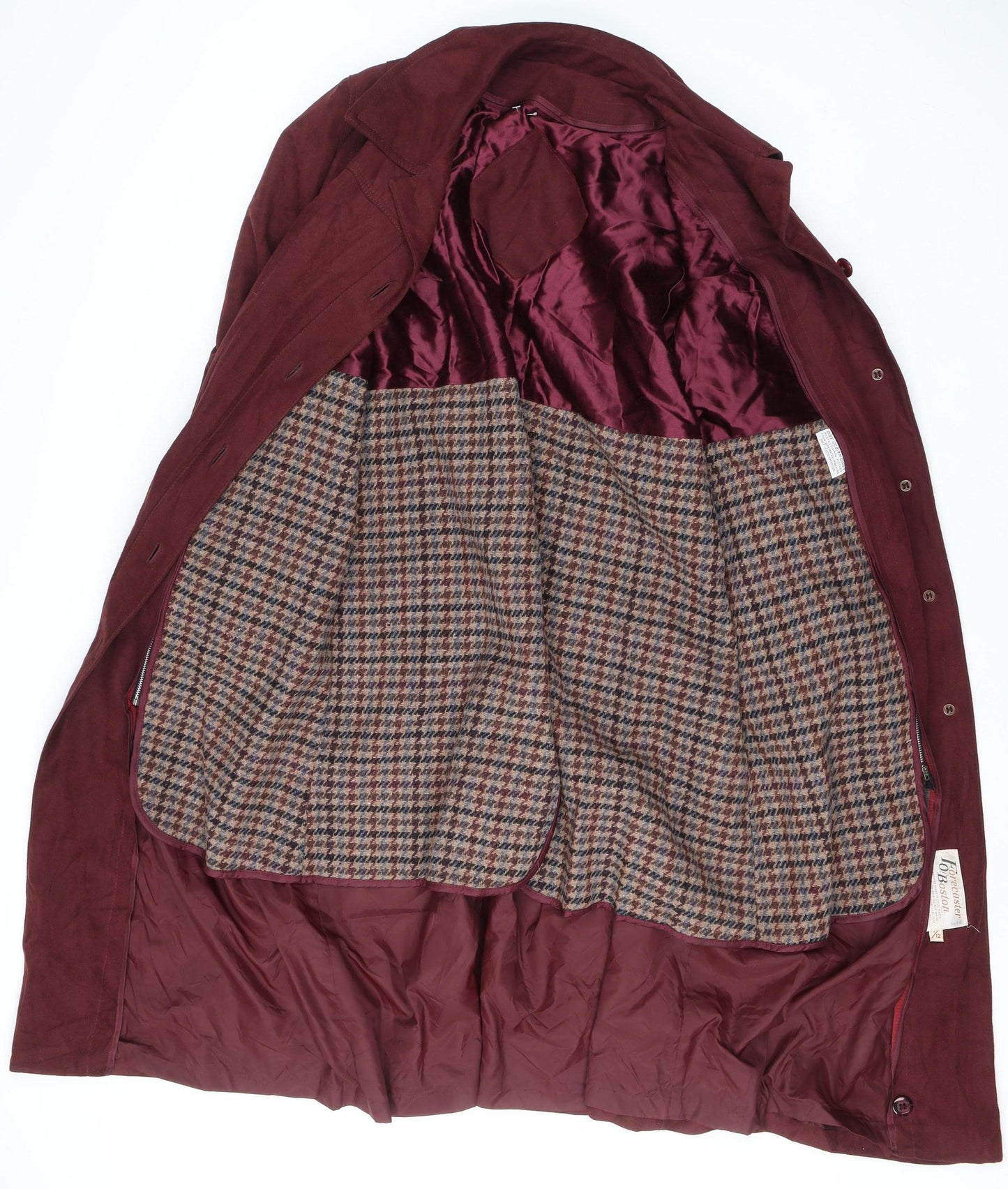 Forecaster of Boston Women’s Burgundy Belted Long Coat Size 12 Classic Style