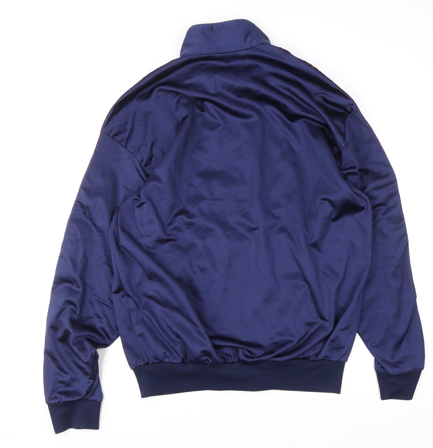 Asics Men Blue Full Zip Sweatshirt L Logo Tape Track Top