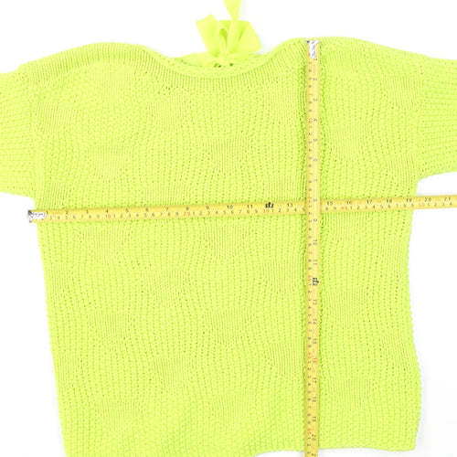 Oui Womens Green Chunky Knit Bow Back Pullover Jumper Size 14