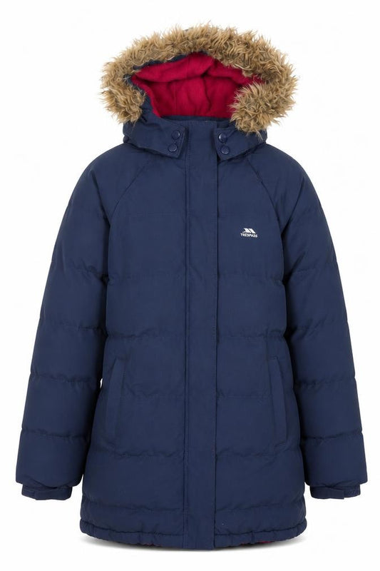 Trespass Girls Blue Waterproof Hooded Parka Coat 9-10 Years