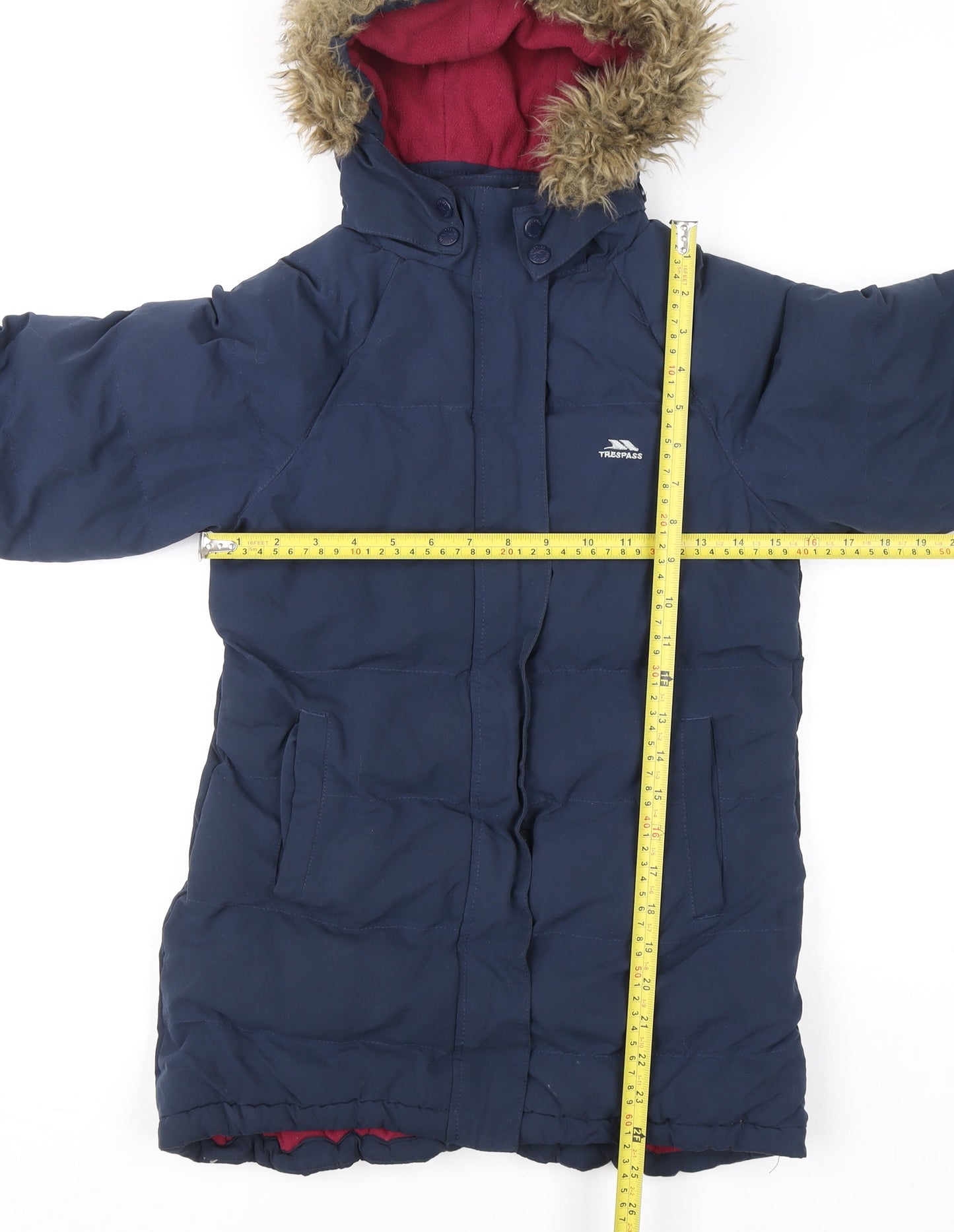 Trespass Girls Blue Waterproof Hooded Parka Coat 9-10 Years