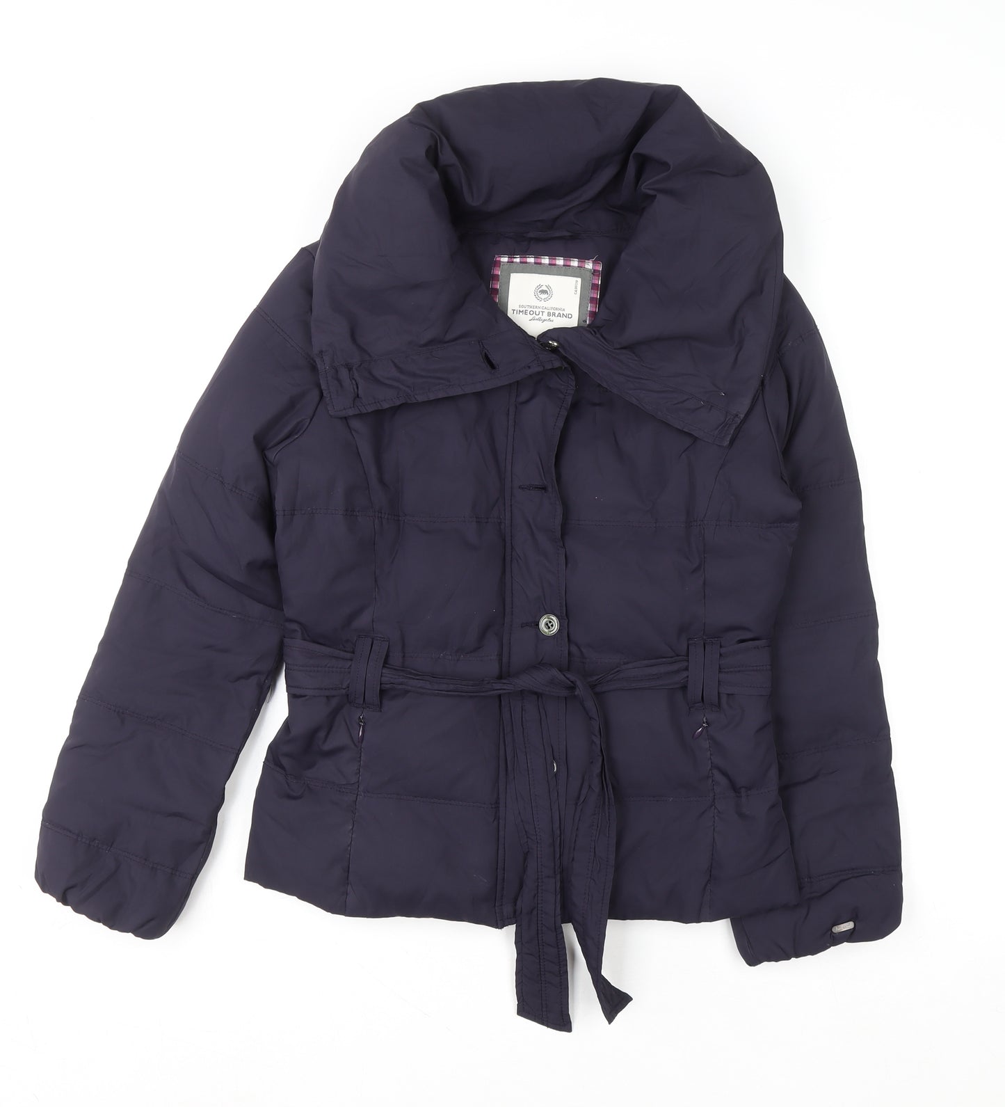 TIMEOUT BRAND Women's Purple Belted Puffer Jacket Size S