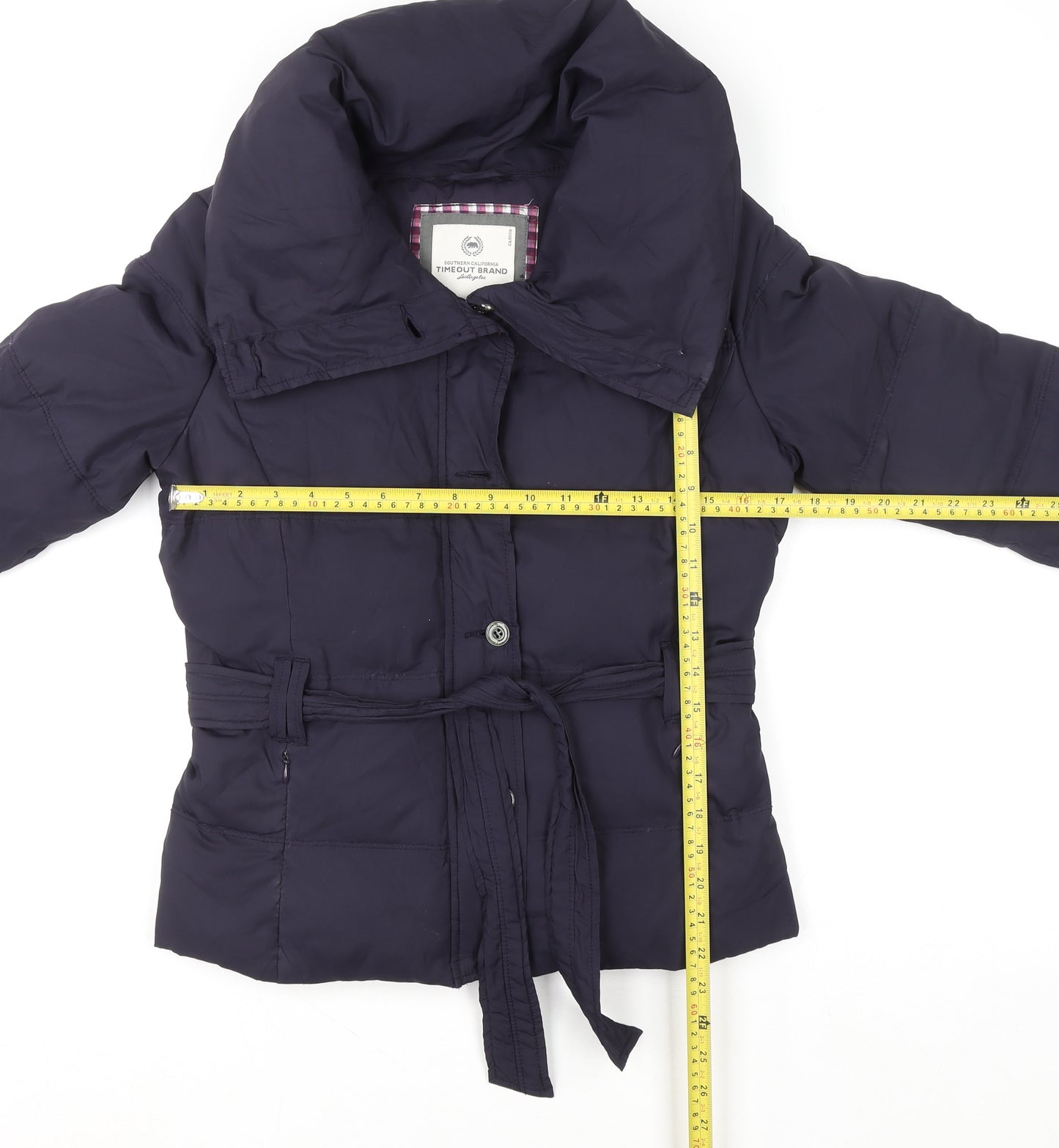 TIMEOUT BRAND Women's Purple Belted Puffer Jacket Size S