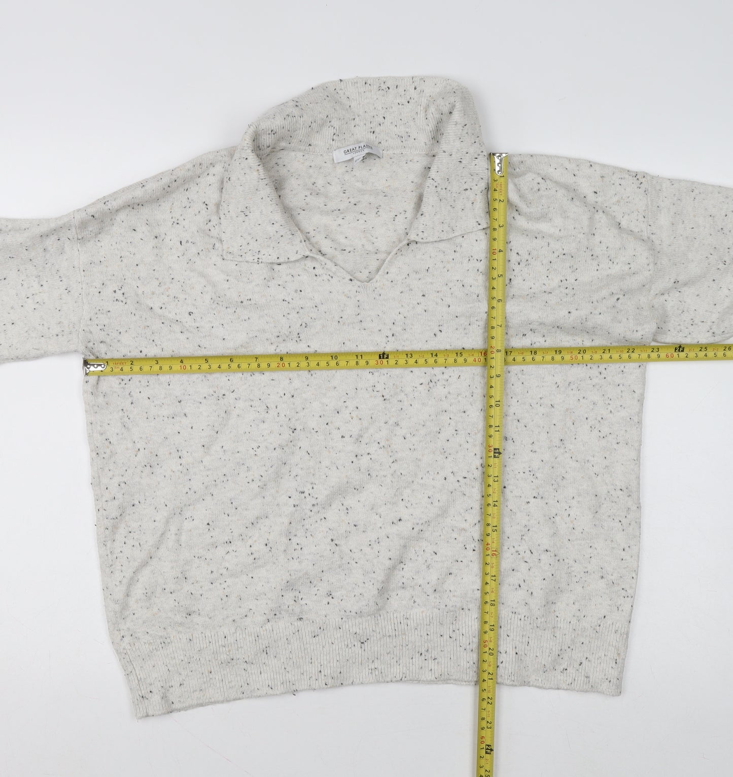 Great Plains Women's Beige Collared Knit Jumper Size 12