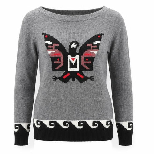 Valley of the Dolls Womens Grey Aztec Knit Pullover Jumper XS