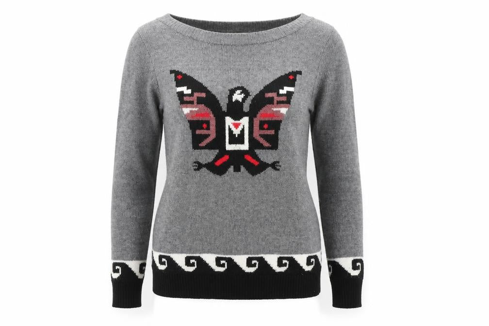 Valley of the Dolls Womens Grey Aztec Knit Pullover Jumper XS
