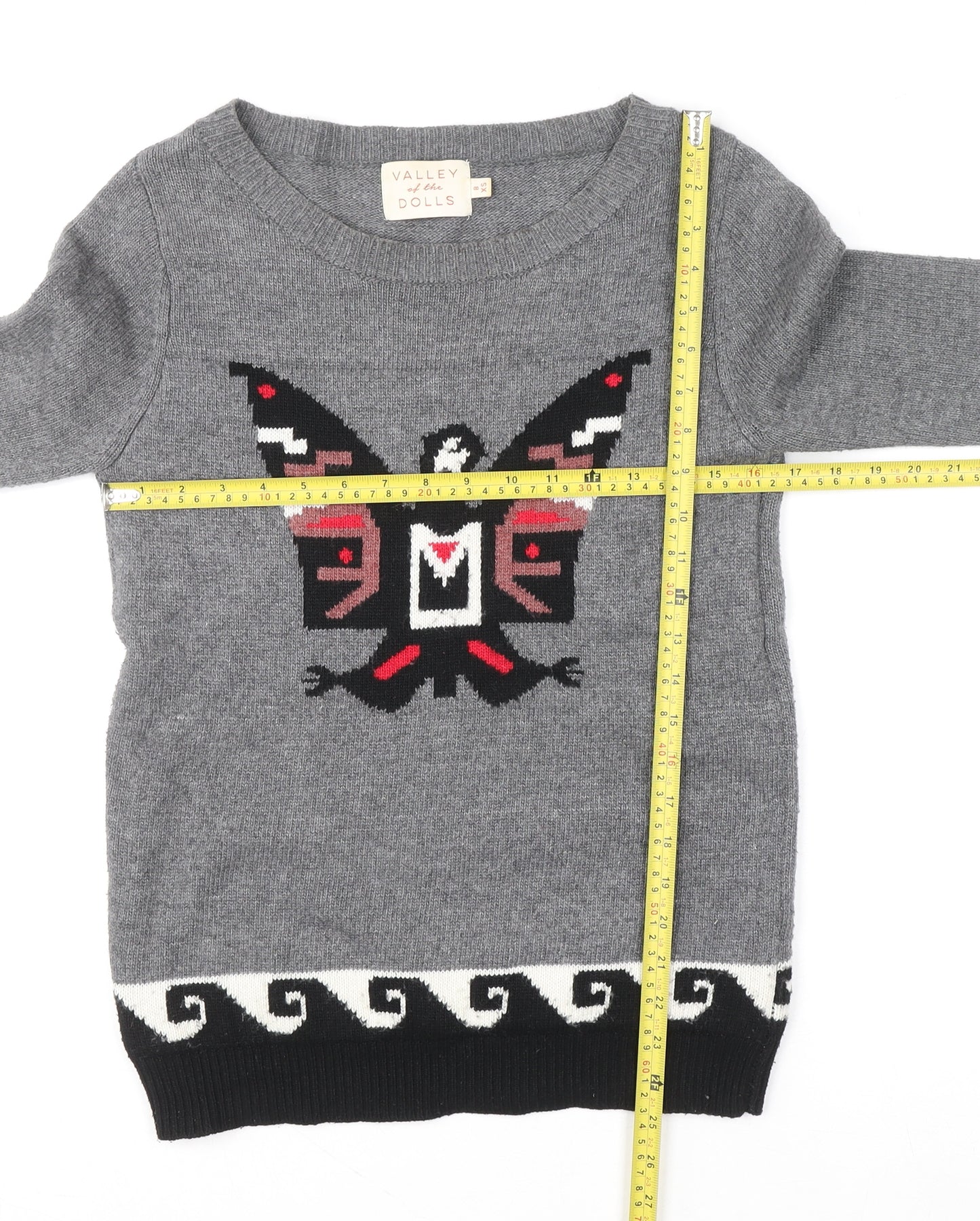 Valley of the Dolls Womens Grey Aztec Knit Pullover Jumper XS