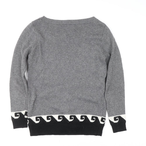 Valley of the Dolls Womens Grey Aztec Knit Pullover Jumper XS