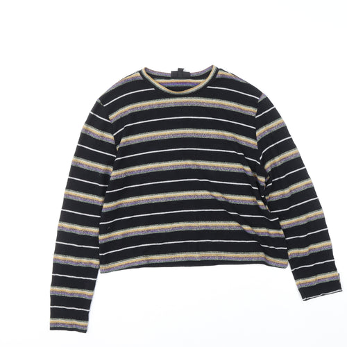 Topshop Women’s Black Striped Glitter Knit Jumper Size 12